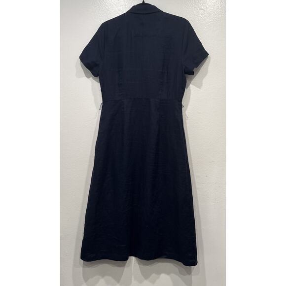 Quince European Linen Button Front Midi Dress Women’s Size Small Navy Blue READ - Picture 5 of 7